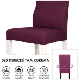 Resim Balpeteği Desen Likra Kumaşlı Tüylenmez Yikanabilir Sandalye Örtüsü Sandalye Kılıfı Yeni Model Tekli Mor 