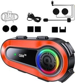 Resim Motosiklet Kablosuz Kulaklık | 5.0 Motosiklet Kablosuz Kaskları İletişim Sistemleri,Handsfree Kask İletişim Sistemleri, 1000 'ye Kadar Kablosuz İnterkom, Dirt Bike için IPX6 Su Geçirmez, Bexdug 