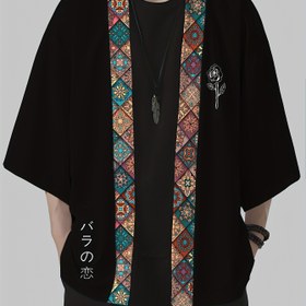 Resim Erkek Retro Kimono Baskılı Rahat Üst - Canlı Çiçek Deseni, Düğmeli, Kısa Kollu, Hafif Yaz Gömleği Yetişkinler İçin, Rahat Giyim Gömleği | Vintage Kimono Baskısı | Mandala Tasarımı 