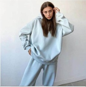 Resim Novahub Polar Kapşonlu Spor Takım Elbise Kadın Sıcak Uzun Kollu Kapşonlu Üst Elastik Bel Pantolon Kadın Iki Parçalı Setleri Kadın Kıyafetleri Açık Mavi - M Açık Mavi 