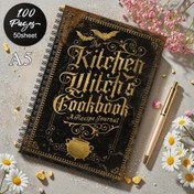 Resim 1 adet Vintage Gotiklik Kitapçığı - Zarif Siyah ve Altın Kapak, Süslemeli Kenarlar, A5 Yemek Kitabı (12.7x21.08cm) - Mutfak, Yemek, veya Cadı'nın Kitabı - Ev Şefleri, Fırıncılar, Gotik Dekor için Hediye - Dayanıklı Kağıt Defter, Yemek Planları, Büyüler, veya Büyülü Ritüeller için - Vintage Yemek Kitabı, Gotik Mutfak Dekoru, Spiral Baskılı Kitap, Kabartmalı Kapak Tasarımı, Detaylı Kabartma, Halloween için 