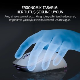 Resim Gamepower Fenix 24.000DPI Triple Mode (Kablolu/bluetooth/2.4g) Beyaz Gaming Mouse 