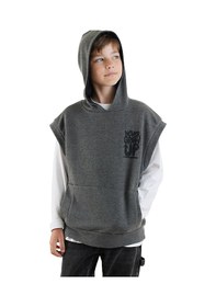 Resim Denokids Erkek Çocuk Kapüşonlu Kolsuz Sweatshirt - Gri 