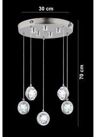 Resim İstanbul Avize Dünya 5'li Gümüş Ledli Modern Kumandalı 3 Renk Led Avize 