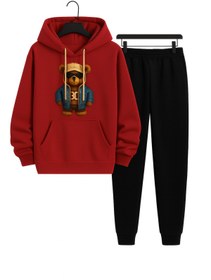 Resim classy moda Unisex 2’li Eşofman Takımı | Teddy Bear Baskılı Kapüşonlu ve Alt Üst Rahat Günlük Modern Stil 
