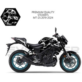 Resim Mt-25 Kaplama Sticker Şimşek Yıldırım Motor Kaplama Modeli Hazır Kit 2019-2024 Uyumlu Beyaz 