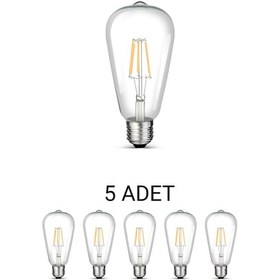 Resim Cata Ct-4353 St64 Rustik Led Ampul 8w Beyaz Işık - 5 Li Paket 