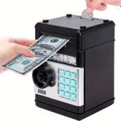 Resim Dijital Ekranlı Nakit Para Bankası - Modern Siyah ATM Stili Para Kavanozu Çocuklar İçin, Mükemmel Halloween ve Noel Hediyesi, Para Yuvası, Güvenli Kapak, Dayanıklı Plastik, Hediye | Modern Tasarım | Güvenli Kapak 