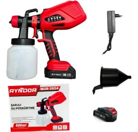 Resim Ryndor 21V Çift Akülü Yüksek Basınçlı Püskürtme Boya Tabancası Şarjlı Ilaçlama & Boya Makinesi 