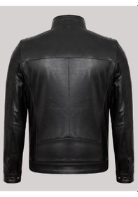 Resim Deriwork Hakiki Kuzu Derisi Siyah Erkek Deri Mont Omuz Kol Işlemeli Slim Fit Deri Ceket Siyah 