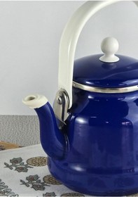 Resim Alev Vintage Demlik - Emaye Çaydanlık, Kettle - 1 Litre, Lacivert 