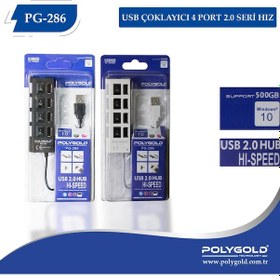 Resim Poly Gold Pg 286 Usb Hub Çoklayıcı 4 Port 2.0 Seri Hız Açma Kapam 