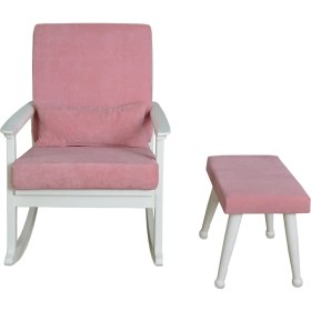 Resim Asedia Iskandinav Lake Pembe Minderli Puflu Sallanan Sandalye Dinlenme Koltuğu 