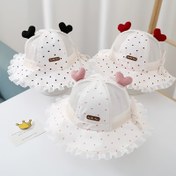 Resim Kızlar için Hafif Nefes Alabilir Balıkçı Şapkası Puantiyeli & Kalp Desenli - Plaj, Seyahat, Yürüyüş İçin %100 Polyester Güneş Koruma - 3-14 Yaş Arası Makinede Yıkanabilir Prenses Güneş Şapkası 