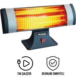 Resim Rose Fervor 1800 Watt Devrilme Emniyetli Tak Çalıştır Masa Altı Elektrikli Soba 