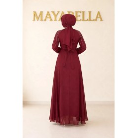 Resim Maya Bella Kolları Işlemeli Tesettür Abiye 