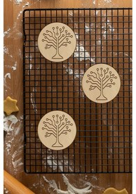 Resim Dijital Ağaç Kurabiye Kalıbı, Hamur Şekillendirici, Bisküvi Kalıbı, Kolay Kesim Ucu Beyaz 