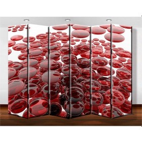 Resim Dekobul Renkli Camlar 6 Kanat Tekerlekli Kanvas Paravan 