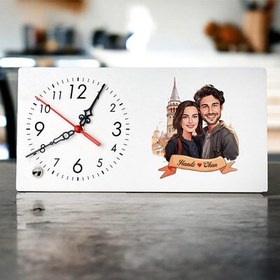 Resim Galata Kulesi ve Aşkımız Karikatürlü Masa Saati 