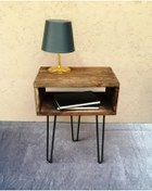 Resim IMKER HOME Dekoratif Masif Doğal Ahşap Firkete Metal Ayaklı Komodin 