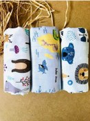 Resim 3 Adet Organik Çok Amaçlı Müslin Örtü Battaniye Çok Renkli 