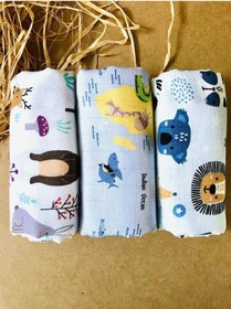 Resim 3 Adet Organik Çok Amaçlı Müslin Örtü Battaniye Çok Renkli 