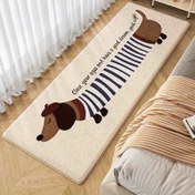 Resim 1 adet Dachshund Desenli Taklit Kaşmir Mat, Kaymaz Yıkanabilir Polyester Mat, Yüksek Tüylü Peluş Dikdörtgen Alan Matı, Yatak Odası İçin Uygun, İç-Dış Mekan-Kamp-Yatağın Yanında Ev Dekoru Mükemmel Hediye 
