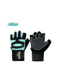 Resim Dashanshop Mavi Erkek Kadın Antrenman Eldiveni, Kaymaz Ağırlık Fitness Bilek Destekli 
