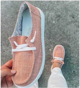 Resim Yaz Modası Kadın Günlük Kanvas Bağcıklı Loafer'lar Düz Tabanlı Bağcıklı Açık Hava Düz Renk Ayakkabılar Ratetime Pembe 