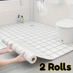 Resim 2 Rulo Lüks Vintage Zemin Stickerları - Soyma ve Yapıştırma Zemin, Paslanmaz ve Çizilmeye Karşı, Kolay Kurulum, Yapıştırıcı Gerektirmez, Banyo, Mutfak, Oturma Odası, Ofis için - Zarif Vintage Tasarım ile Zemin Yükseltme, Banyo Zemin Karoları Kendind 