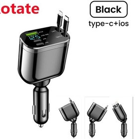 Resim Eloughelough 5 In 1 Araç Şarj Cihazı - 2 Usb C Portlu Geri Çekilebilir Yıldırım Kablosu Iphone Uyumlu Chdistribütör Garantili 