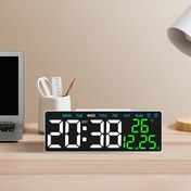 Resim USB ile çalışan LED Dijital Alarm Saati, Çift Çan, Şık Dikdörtgen Tasarım, Çoklu Ekran Modları (Dijital/Analog), Sıcaklık ve Tarih Fonksiyonu - Yatak Odası veya Ev Dekoru için İdeal, Yatak Odası Saati 