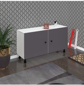 Resim Kenzlife Ayakkabılık Yemeni3 Gribyz 53 120 32 Kapaklı 3 Raflı 18 Çift Ayakkabı Kapasitesi Ahşap 