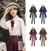 Resim Kadın Moda Akışı Düğmeli Kravat ile Sahte İnci Küpe - 1 Parça, Kaza Polyester Uzun Kurdele Boyunbağı, Dokuma, Yıkama Gerektirmez - Günlük Giyim, Çıkışlar, Partiler, Randevular İçin İdeal 