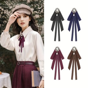 Resim Kadın Moda Akışı Düğmeli Kravat ile Sahte İnci Küpe - 1 Parça, Kaza Polyester Uzun Kurdele Boyunbağı, Dokuma, Yıkama Gerektirmez - Günlük Giyim, Çıkışlar, Partiler, Randevular İçin İdeal 