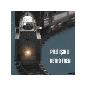 Resim Giffy Oyuncak 19 Parça Retro 5 Vagonlu Işıklı Tren Seti 91 cm Ray Uzunluğu 5 Vagonlu 8 Şeklinde Ray Dizilimi 3 Farklı Ray Kombinasyonu 