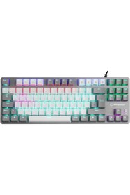 Resim Genel Markalar Rampage Snug K14 Gri/beyaz Blue Switch Rainbow Tkl Mekanik Klavye Gaming Klavye 87tuşlu Süper Kompak 