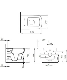 Resim Bocchı Firenze Rimless Asma Klozet Parlak Beyaz + Bocchı Yavaş Kapanır Kapak 1304-064-0128 