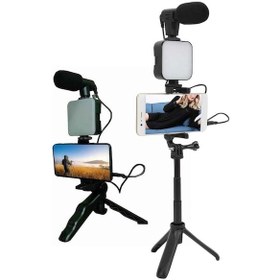 Resim Cosmotex Telefon Tutucu Led Işıklı Kumandalı Mikrofon Telefon Vlog Video Kayıt 