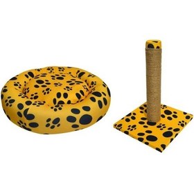 Resim Biosand Simit Kedi Yatağı ve Tırmalama Seti Sarı Patili 