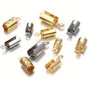 Resim 30 adet Paslanmaz Çelik Halat Ucu Klipsler DIY Kolye Raptiye Konnektörleri Halat Kordon Halat Bilezik Uç Kapağı Kıvrım Parçaları Takı Yapımı DIY Malzemeleri 