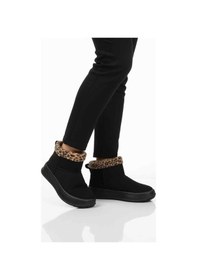 Resim Aspor Siyah Leopar Kürklü Kadın Düz Bot Çok Renkli 