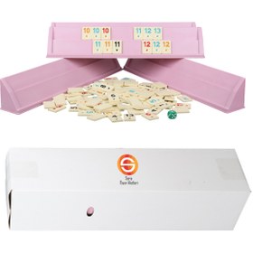 Resim Sera Oyun Aletleri Özel Pembe Renkli Büyük Boy Plastik Okey Takımı ( Melamin Taşlı ) 