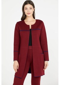 Resim Uzun Triko Ceket - Bordo - Lacivert 001 