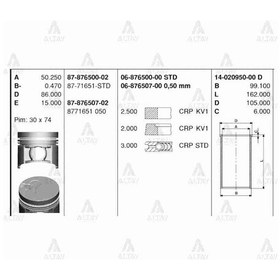 Resim Piston Segmanlı Pıckup Td-27 Pim 30mm 0.50 31-04569-050 