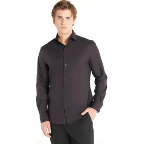 Resim Ted Baker Slim Fit Klasik Yaka Düz Siyah Erkek Gömlek TBMRSH1008 