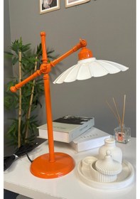 Resim Risso Beyaz Turuncu Gövde Masa Lambası Dekoratif Abajur Çocuk Odası Başucu Lambası Okuma Lambası Beyaz 