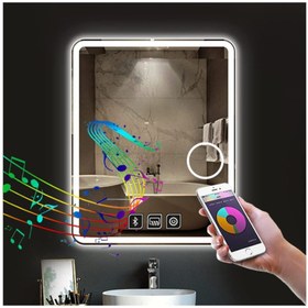 Resim GLOBAL LED MIRROR 75x105 Cm Bluetoothlu Makyaj Aynalı Buğu Yapmayan Ledli Banyo Aynası 