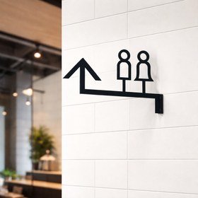 Resim WC Direction Sign - Toilet Sign for Hotel, Café & Restaurant - Women + Men 