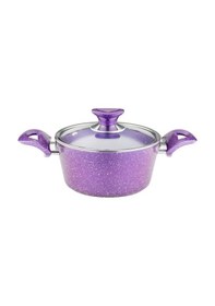 Resim 24 Cm Granit Derin Tencere Cam Kapak - Violet Violet 